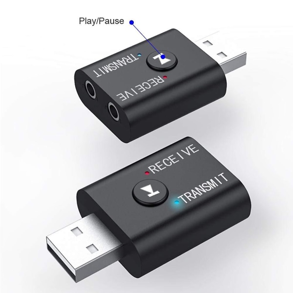 2-i-1 USB Bluetooth Audio Transmitter Smart Receiver 3,5 mm Adapter För Tv PC