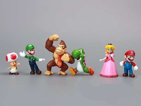 Set med 6 Super Mario dekorativa skrivbordsfigurer, bedårande leksaksfigurer, perfekt present.
