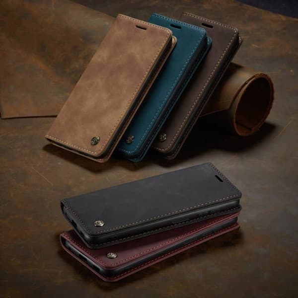 Fodral för Xiaomi Redmi Note 12 4G Premium Läder Flip Plånboksfodral med Kortfack, Brun