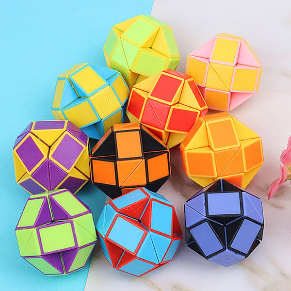 1kpl 3D Magic Cube Lasten Opettavainen Magic Snake Ruler Rubic Cube Valkoinen 1#
