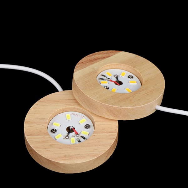 LED Ljusdisplay Bas Kristallglas Harts Konst Ornament Trä varmt ljus A2 warm light A2