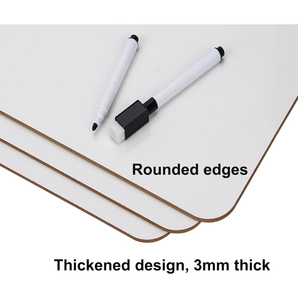 Mini whiteboard til tør sletning, 8,2x11,8 tommer dobbeltsidet mini whiteboard med penne og viskelæder, holdbare bærbare whiteboards 2pcs