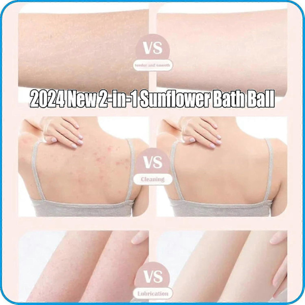 2-i-1 Solrosbadboll, Exfolierande Badsvamp Rengöringsborste Med Sugkopp, Super Mjuk Solros Sugkopp Badboll Beige
