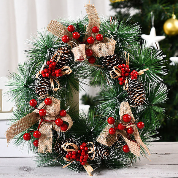 Christmas Decoration Wreath Wall Hanging Cone Garland A