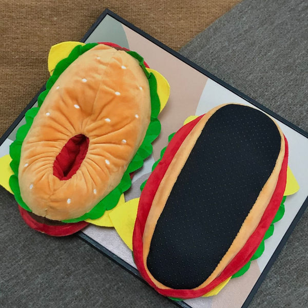 Hamburger Tøfler - Plys Hamburger Tøfler Nyhed Hjemmesko
