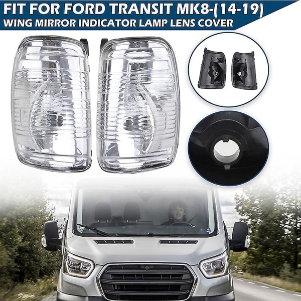 Hvidt blinklys dæksel bakspejl lys indikator linse uden pærer passer til Ford Transit Mk8 2014 2019 biltilbehør Signal Light Left