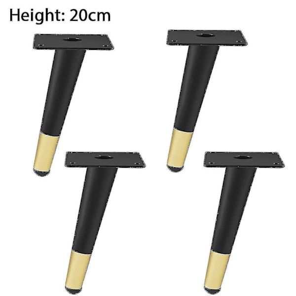 4 st Möbelben Järn Rostskyddade Avsmalnande Möbelben För Soffbord Black Gold 20cm 4PCS