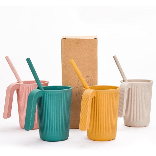 Okrossbar drickskopp, 350 ml plast drickskopp återanvändbar kopp för barn och vuxna, kaffekoppar med handtag Green