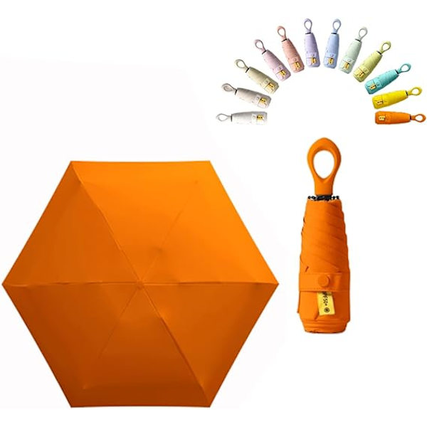 Mini aurinko matkustaa sateenvarjo rengaskahva pinnoitekerros kangas estävä kevyt pieni kannettava reppu/sade aurinko/miehet naiset lapset Orange