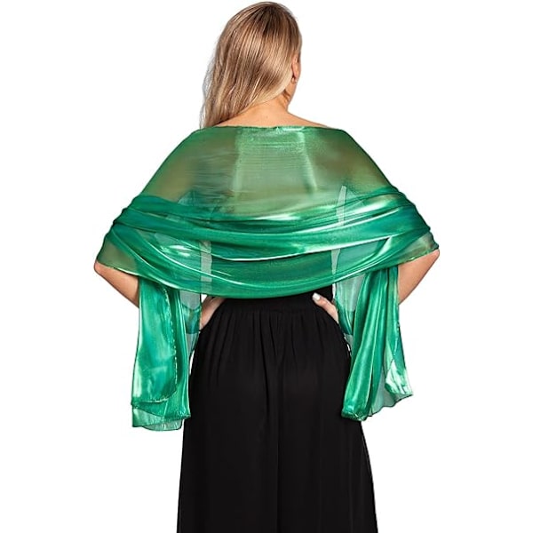 Silkeslen Pashmina Iridescent Wrap Stole Sjal för Bröllop Brud Brudtärnor Baler & Fester Green