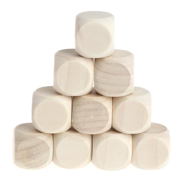 10 st/förpackning Trätärningar 6-sidiga tärningar (10mm 12mm 14mm 16mm 18mm) 18mm