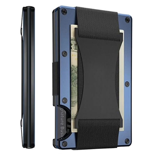 Herre Slim Ridge Man Punge Mærke Luksus Aluminium Carbon RFID Metal Tasker Etui Carteira Masculina Kreditkort Holder Blue