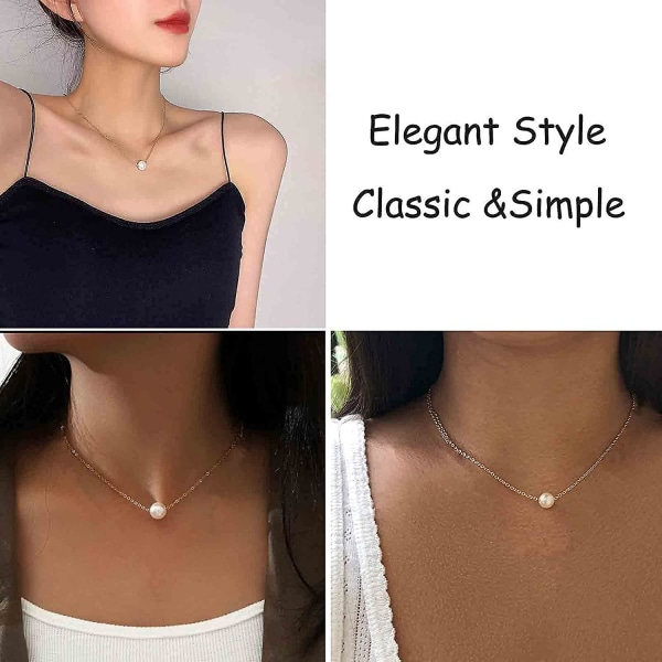 Boho Perle Halskæde Guld Flydende Perle Choker Halskæde Minimalistisk Kæde