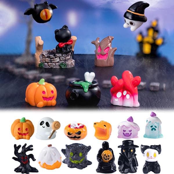 9-14 st Halloween 3D Pumpa Spöke Staty Slott Häxa Miniatyr A6 A6
