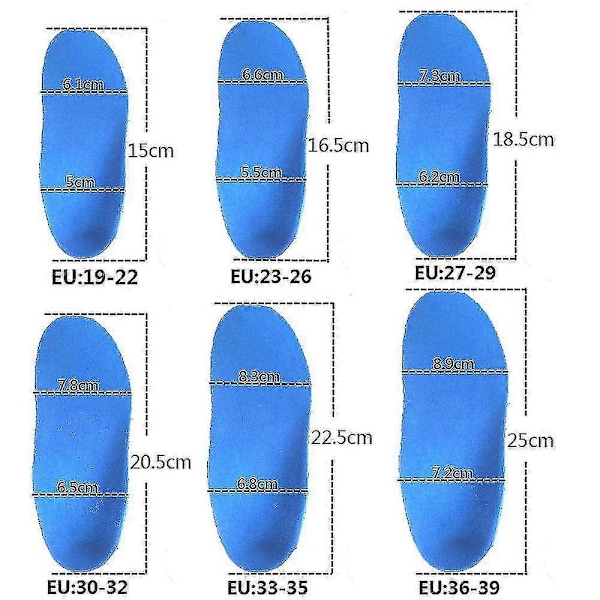 Barneortoser Innersåler For Flatfot Hvelvet Støtte Fotpleie For Barn Innersåler Skoinnsatser EU36-39 25cm