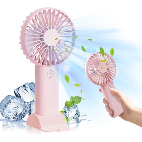Mini håndholdt ventilator, håndholdt ventilator, personlig ventilator, genopladelig USB-ventilator til 3 justerbar hastighed, bærbar håndholdt ventilator Pink