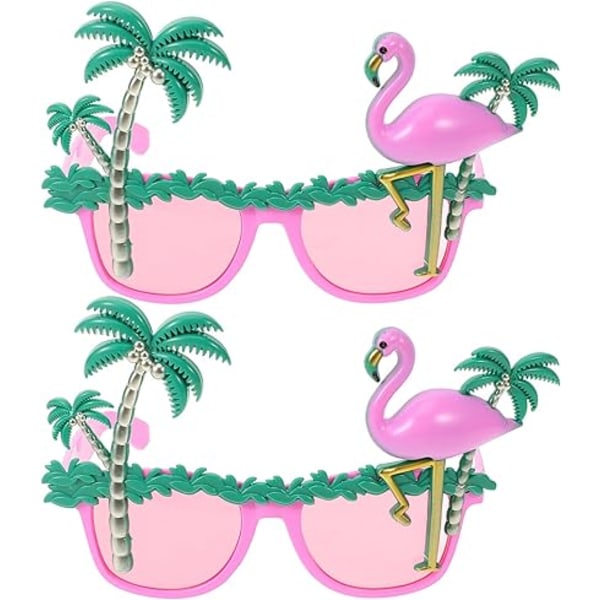Solglasögon 2 st hawaiianska tropiska solglasögon för nyheter  Festsolglasögon (2 st, kokosnötsträd flamingo)