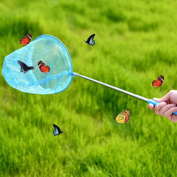 Teleskopiske sommerfuglfiskenett for barn for fangst av insekter Nett utendørsverktøy Fargerik uttrekkbar 34" tommer (3 stk)