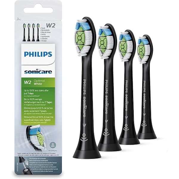 4 erstatningsbørstehoder for Philips Sonicare W2 Black Black