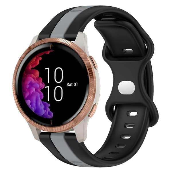 Silikonrem til Garmin Venu klokke, svart grå Black Grey