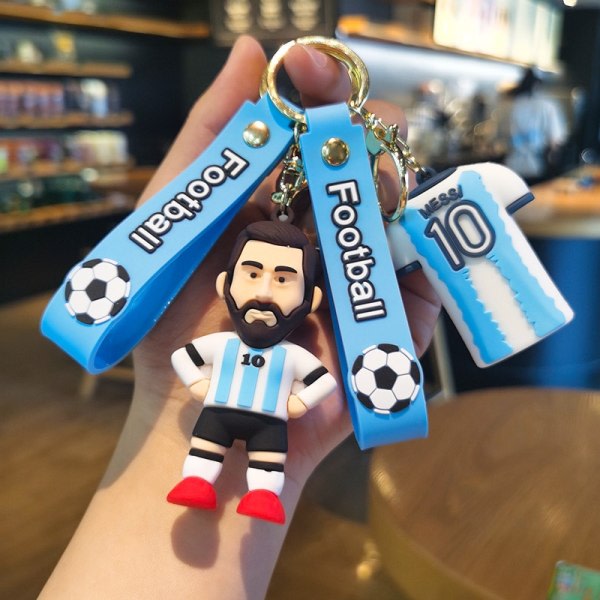 Messi Fotball Nøkkelring Veske Anheng Serie Dukke Dukke Stjerne Sports Nøkkelring Actionfigur Suvenir Leke Gave 6