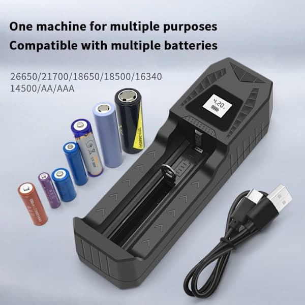 USB-lader med LCD-skjerm for batteri - 1/2/4 spor for 186 A2 A2
