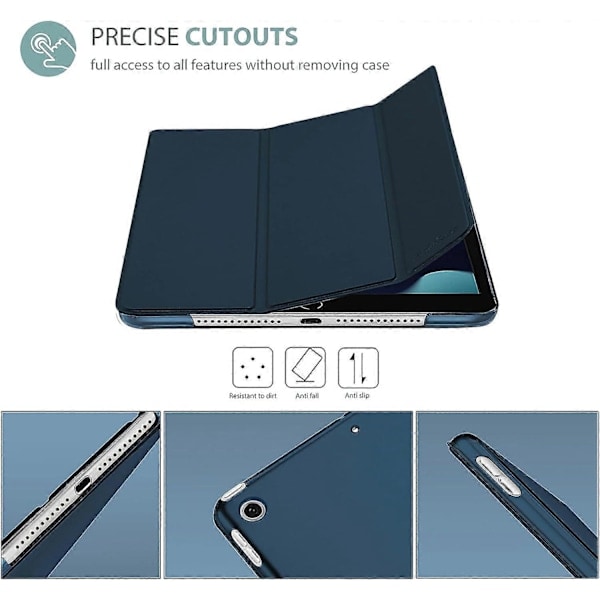 Slankt etui med stativ, hård bagside, beskyttende smart etui kompatibelt med iPad 10,2 tommer