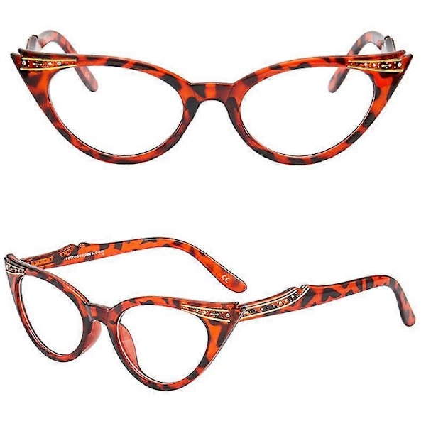 Kissamaiset lukulasit timanteilla miehille ja naisille, vintage leopardikuvioiset silmälasit, kaukolasit leopard 4