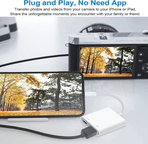 Lightning till USB 3.0-adapter med snabbladdningsport, USB-adapter för iPhone och iPad, OTG-kameraadapter för USB-minne