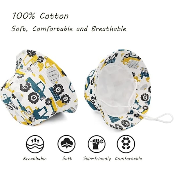 Sommar solhatt, strandhatt i ren bomull, unisex tecknad djur frukt deg Deep excavator Deep excavator
