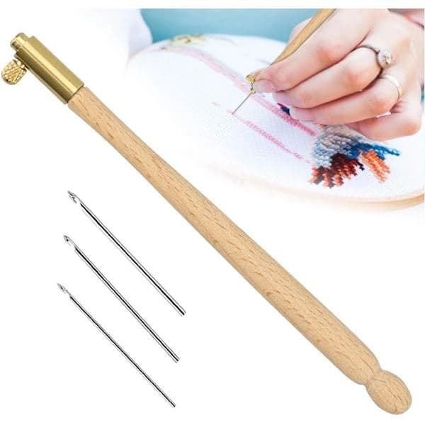 NY-Vit broderikrok med 3 nålar 1mm/1mm/1.2mm broderipärlor