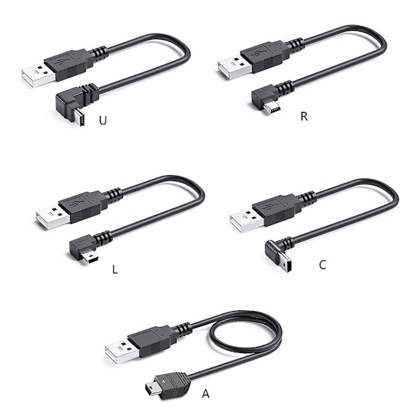 USB-A till Mini USB-kabel för laddning och dataöverföring, kabel för kameror, GPS Mini USB-enheter, USB-förlängningssladd 1m Left