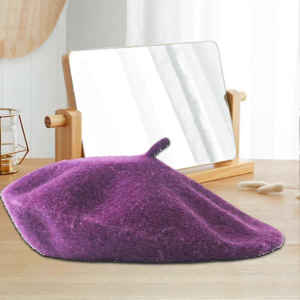 Beret Retro Flekkbestandig Ensfarget Godt Elastisk Fin Tekstur Kle Opp Bærbar Klassisk Elastisk Fransk Beret For Ferie Grå Grey