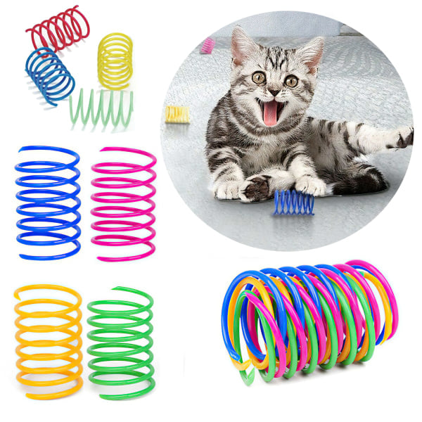 8 st färgglada kattfjäderleksaker i plast