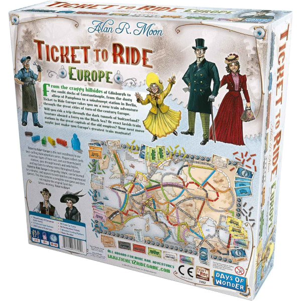 Ticket To Ride Europe -lautapeli | Perhepeli | Lautapelit aikuisille ja perheille | Junapelin keskimääräinen peliaika 30-60 minuuttia | Valmistanut Days of Wonder