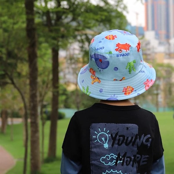 Sommar solhatt, strandhatt i ren bomull, unisex tecknad djur frukt panering bläckfisk octopus