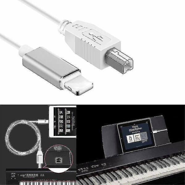 Lightning–Type-B MIDI-kosketinsovitin USB 2.0 -kaapeli iPhone 7 8 X iPadille (FMY)-X47-