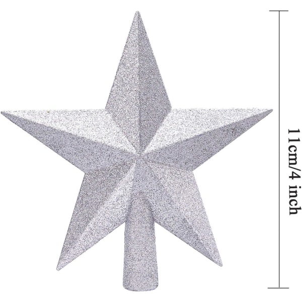 Pieni kimalteleva joulukuusen päällinen - Särkymätön tähti (hopea, 11 cm)