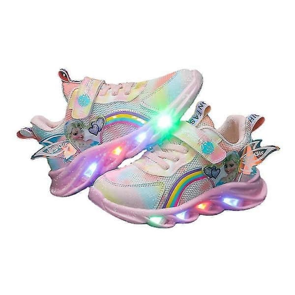 LED-sko for barn, lysende joggesko, blinkende barnesko, lysende joggesko, størrelse rosa 27 pink 27