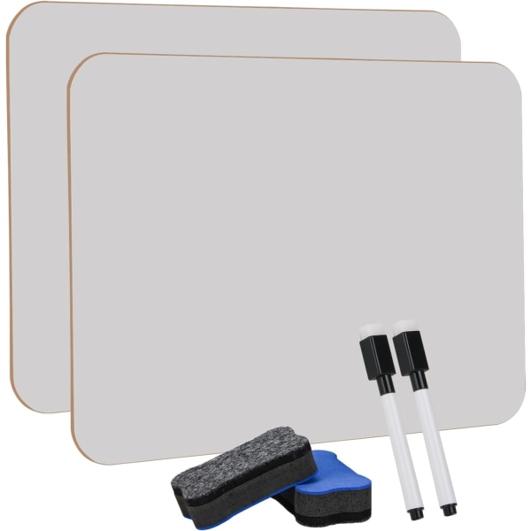Mini whiteboard til tør sletning, 8,2x11,8 tommer dobbeltsidet mini whiteboard med penne og viskelæder, holdbare bærbare whiteboards 2pcs