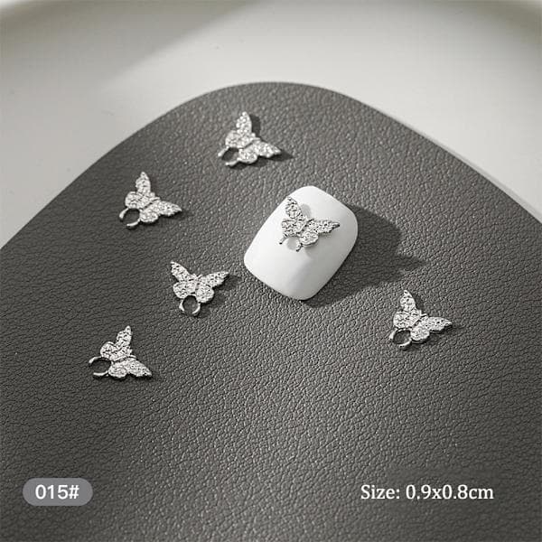 10 st DIY Nagelkonst Dekoration 3D Silverfjäril Glänsande Strass A 10 st A