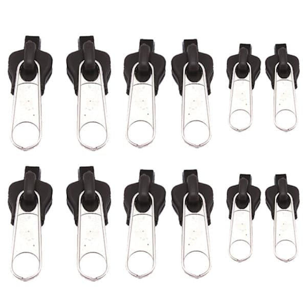 12 st 3 storlekar Universal Snabbfix Dragkedja Reparationssats Ersättning Silver one size Silver