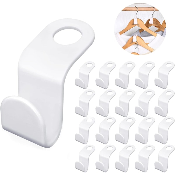 30 stk kleshengeropphengskroker, plassbesparende kleshenger multi-lag stablebar henger for garderober skap klesarrangør, hvit 30pc