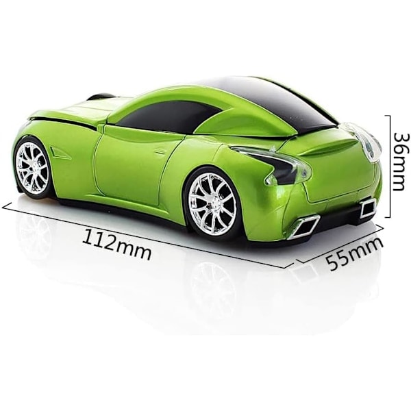 Langaton urheiluautomallihiiri, langaton pöytätietokoneen hiiri 2,4 GHz optinen hiiri, Windowsille, Linuxille ja Mac OS:lle, vihreä Green
