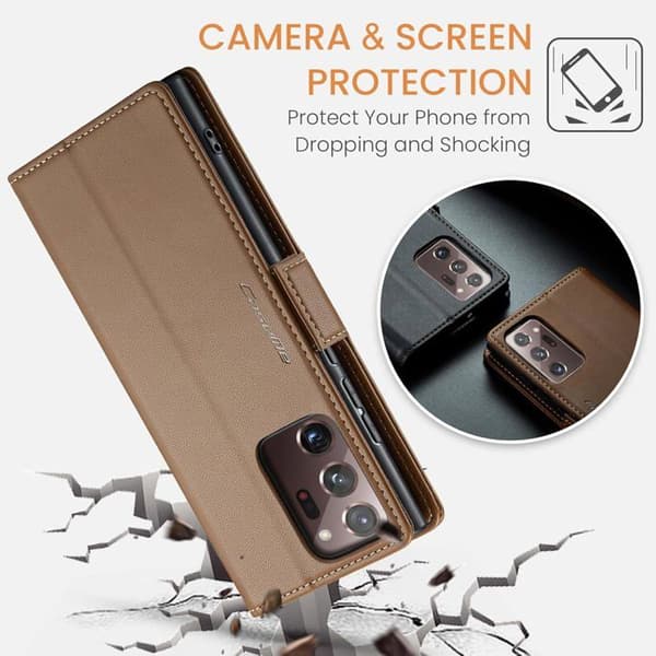 Fodral för Samsung Galaxy Note 20 Ultra, Premium RFID-skyddat plånboksfodral i PU-läder med magnetlås [J537]