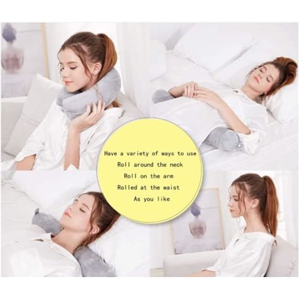 Travel pillow Twisted memory foam neck pillow Pillow to support neck, chin, waist and legs Adjustable curved roll pillow for travel, plane, car, train