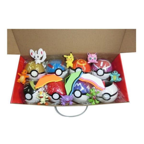 8 sæt Poké Ball+8 sæt Figurer+8 sæt Base