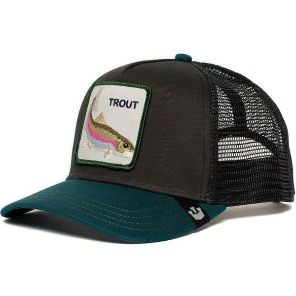 Truckerkeps i mesh med broderad djurdesign, öring Trout TROUT