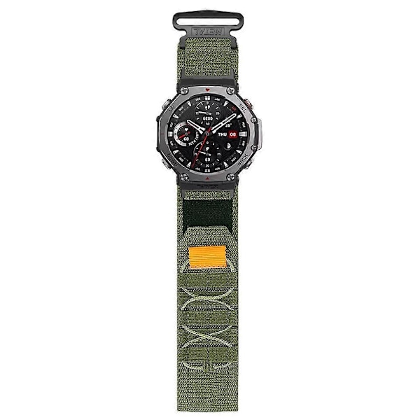 Rem til Huami Amazfit T-Rex 3 Nylon Urrem med Spænde - Hærgrøn Multicolor Army Green