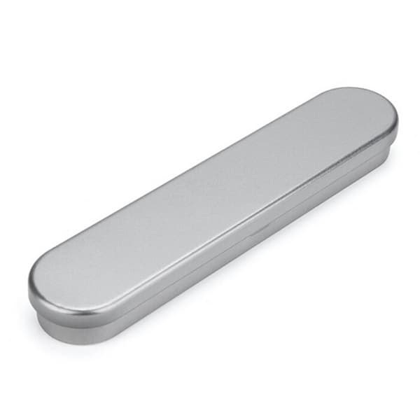 Metallpresentask rektangel Hästar mun Plåtask reservoarpenna ask Silver